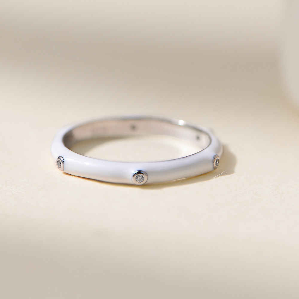 S925 Sterling Silver Colored Epoxy Inlaid Zircon Ring Zircon Ring