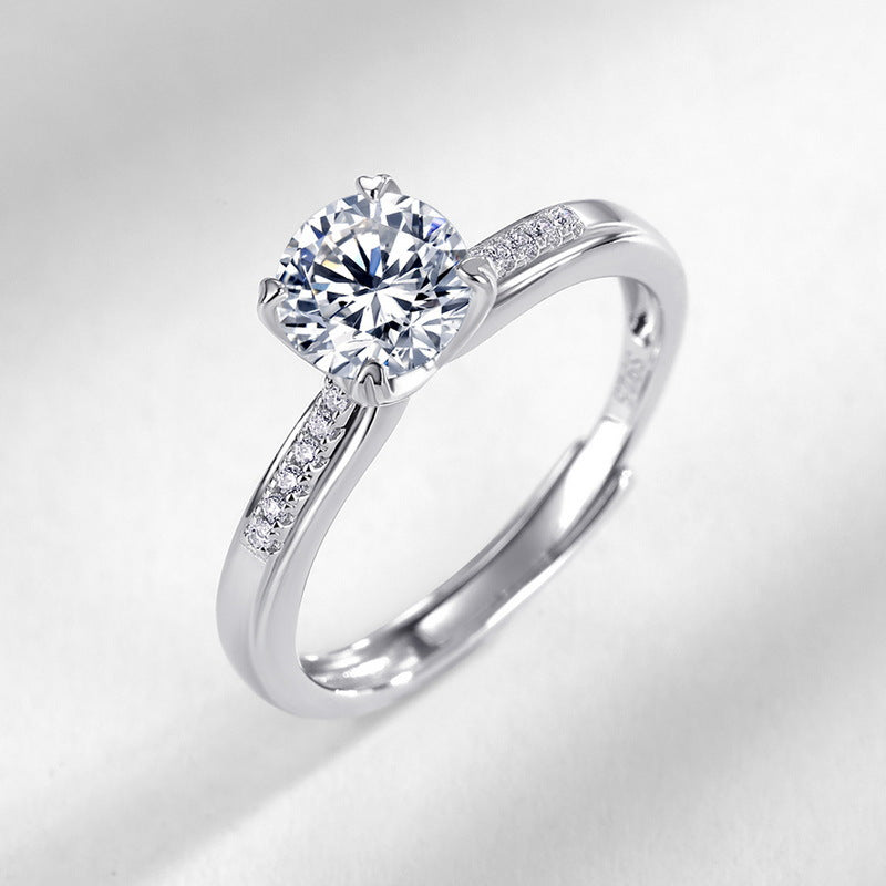 Planderful Classic Moissanite Sterling Silver Ring – 6.5 × 6.5 mm, 1 ct – Style 1