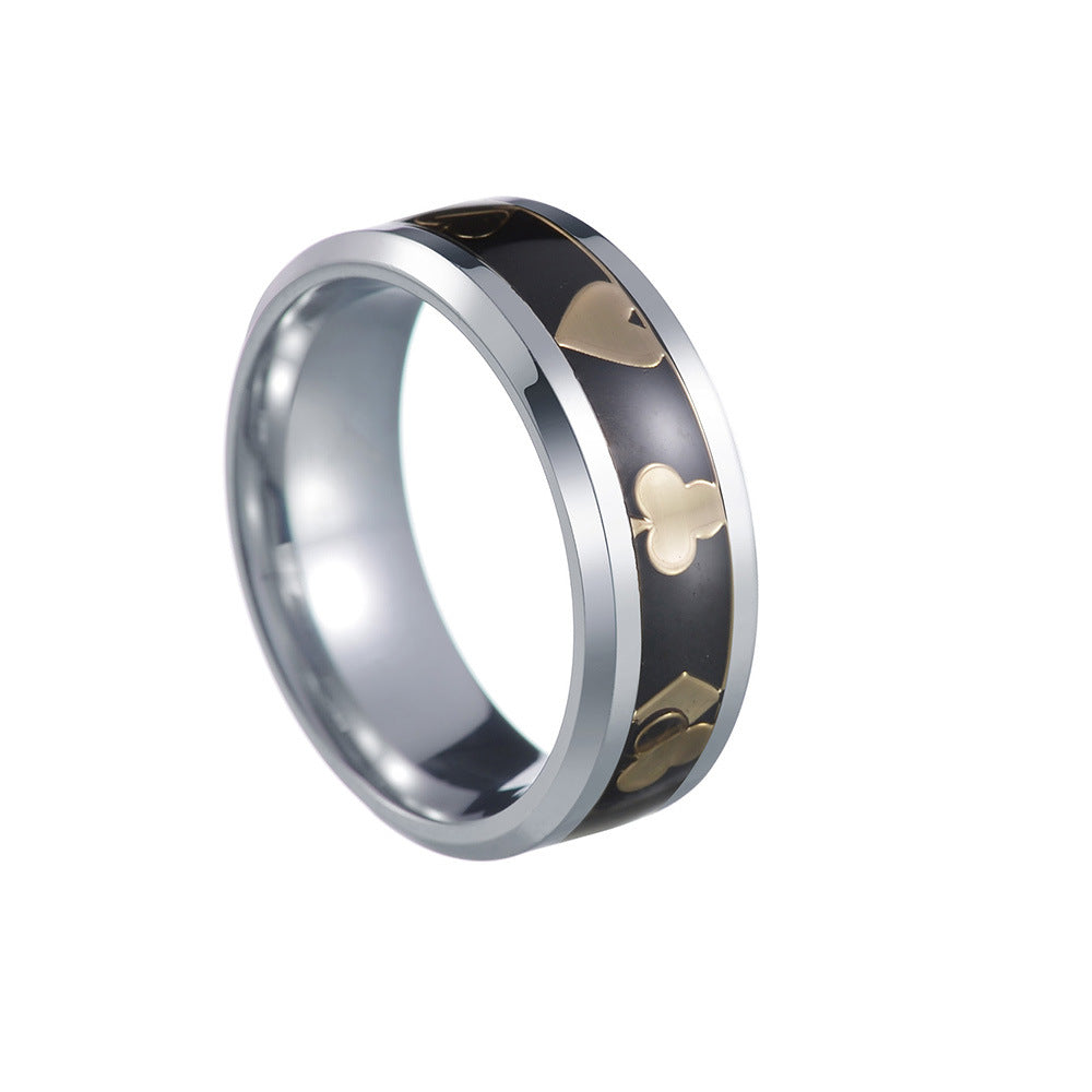 Planderful Everyday Genie 8mm Titanium Steel Ring With Playing Card Design For Men Unisex Protection Statement