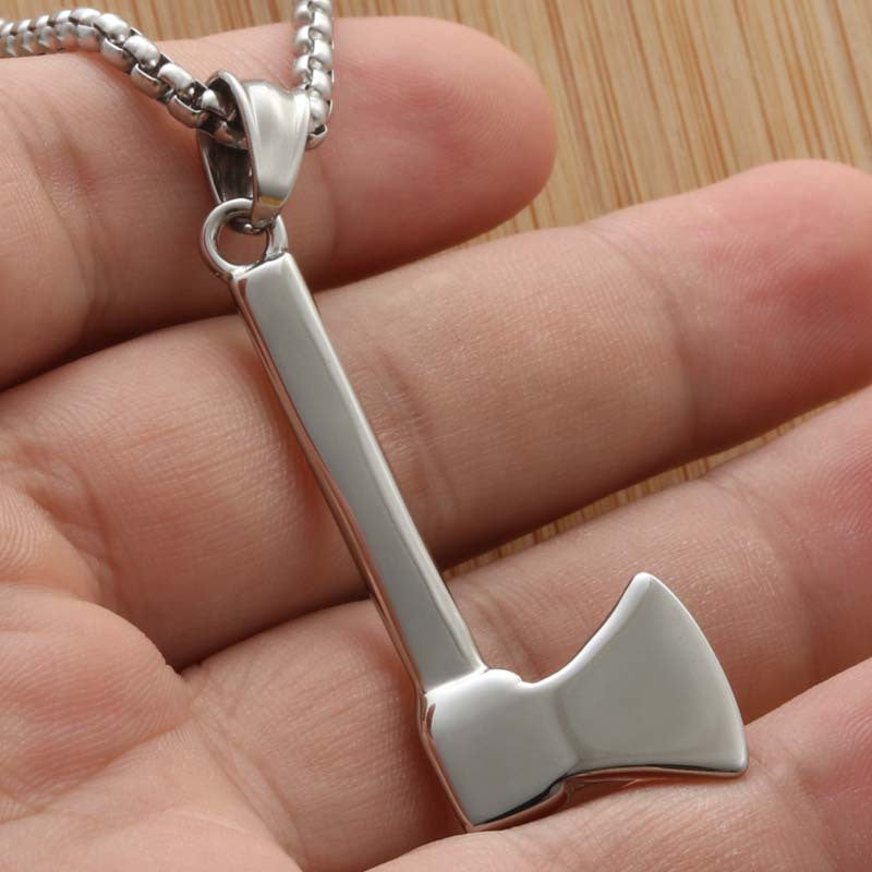 Titanium Steel Axe Pendant Necklace for Men - Punk Retro Trendy Design by Planderful
