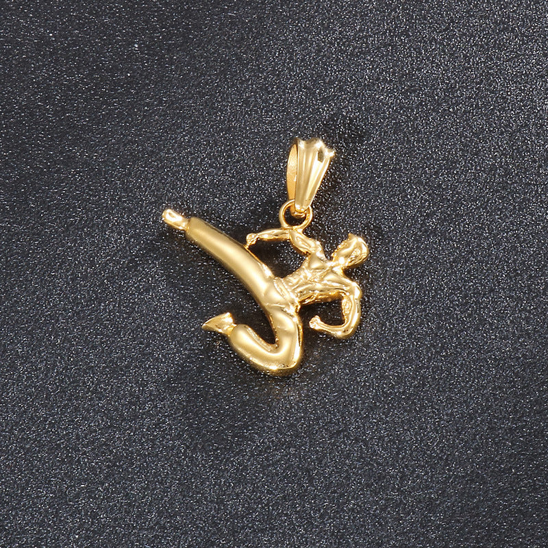 Titanium Steel Kung Fu Master Pendant for Men - Stainless Steel Martial Arts Jewelry