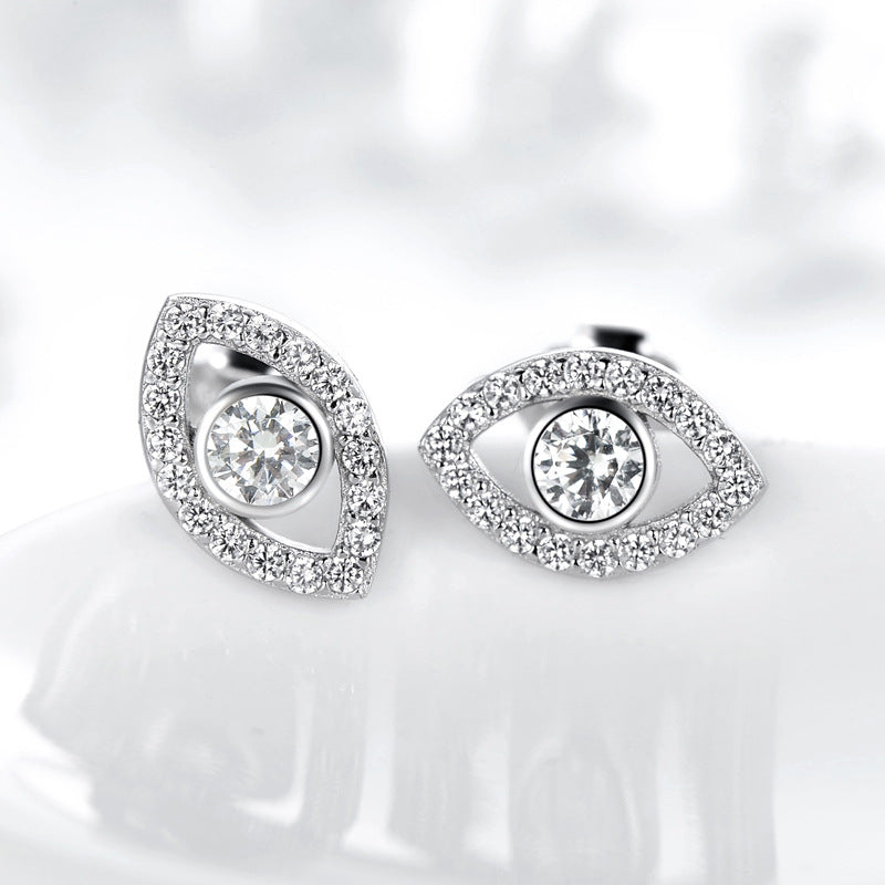 Sterling Silver Devil Eye Earrings with Zircon for Women