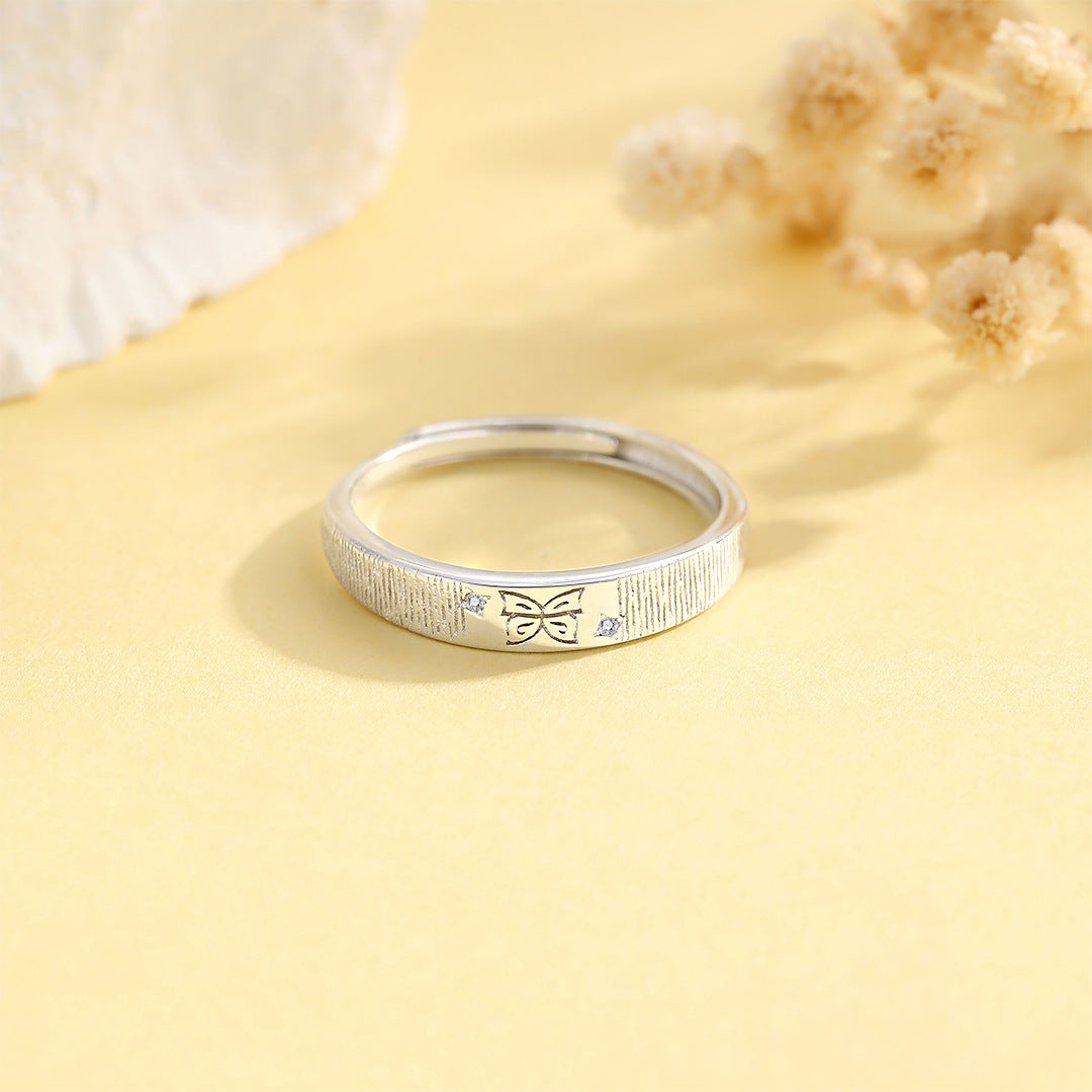 Planderful S925 Sterling Adjustable Butterfly Ring For Women