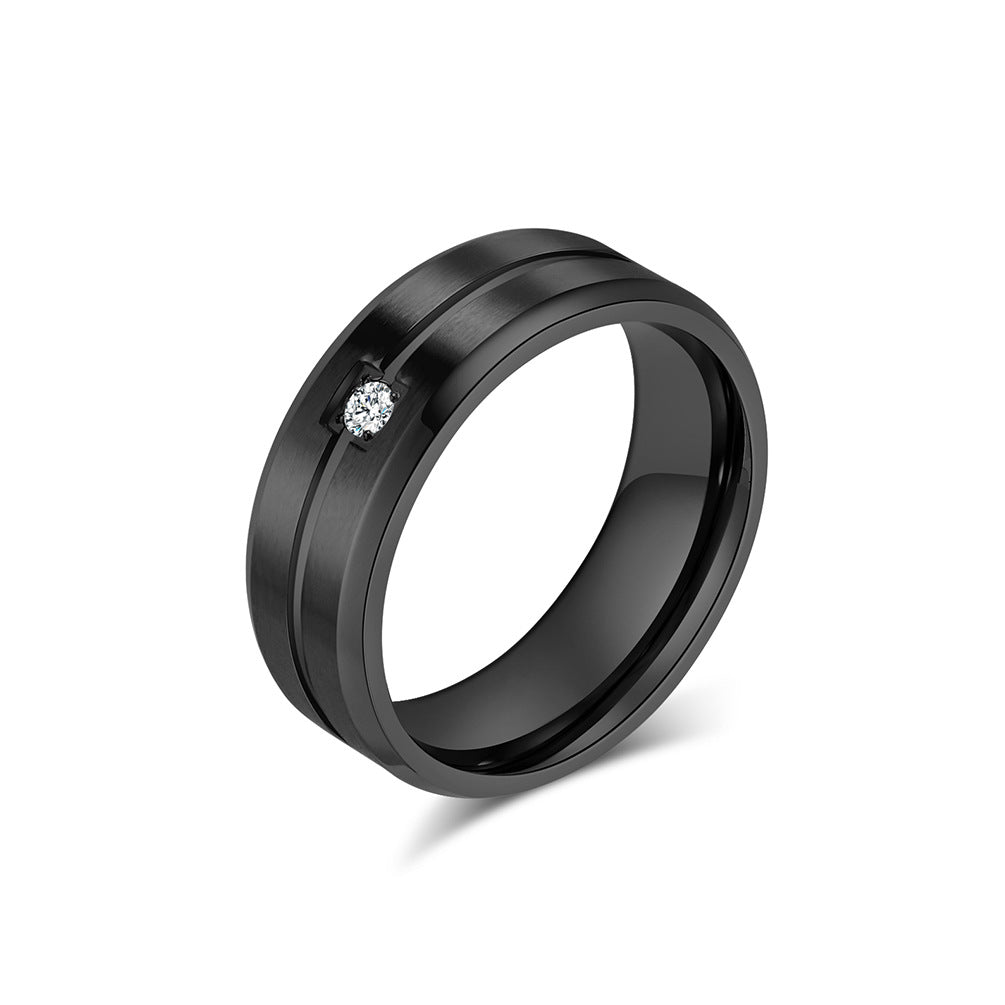 Planderful Titanium Steel Ring For Men With Zircon Inlay Minimalist Wedding Band Everyday Genie Collection