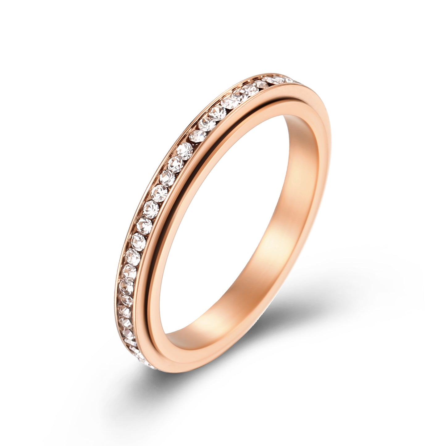 INS Simple 3mm Zircon Rotatable Titanium Steel Ring