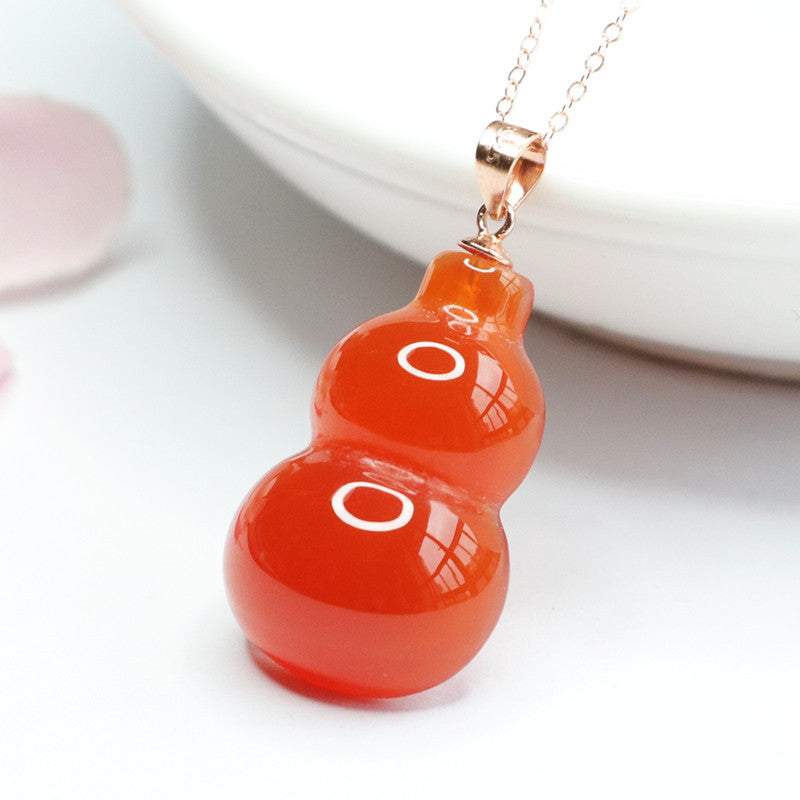 S925 Sterling Silver Red Agate Gourd Pendant Necklace crafted with premium S925 silver and a captivating red agate gourd pendant for a distinct touch of elegance.