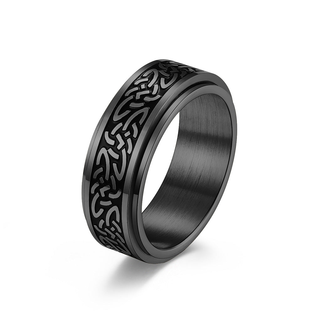European And American Vikings Celtic Knot Stainless Steel Rotating Ring For Couples