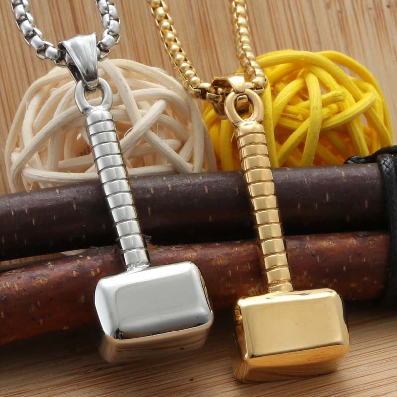 Titanium Steel Punk Hammer Pendant Necklace for Men - Retro Trendy Domineering Design