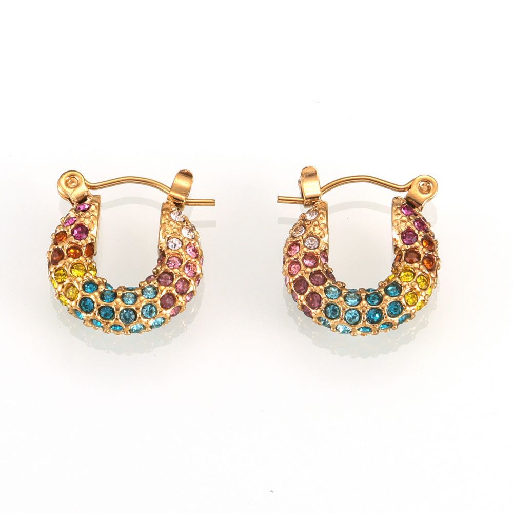 Zirconia Embellished U-Shaped Earrings - Everyday Genie Collection