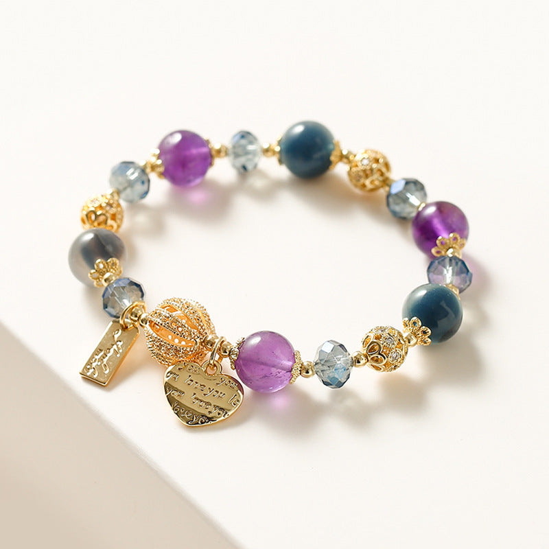 Lavender Amethyst and Crystal Fortune's Favor Sterling Silver Bracelet