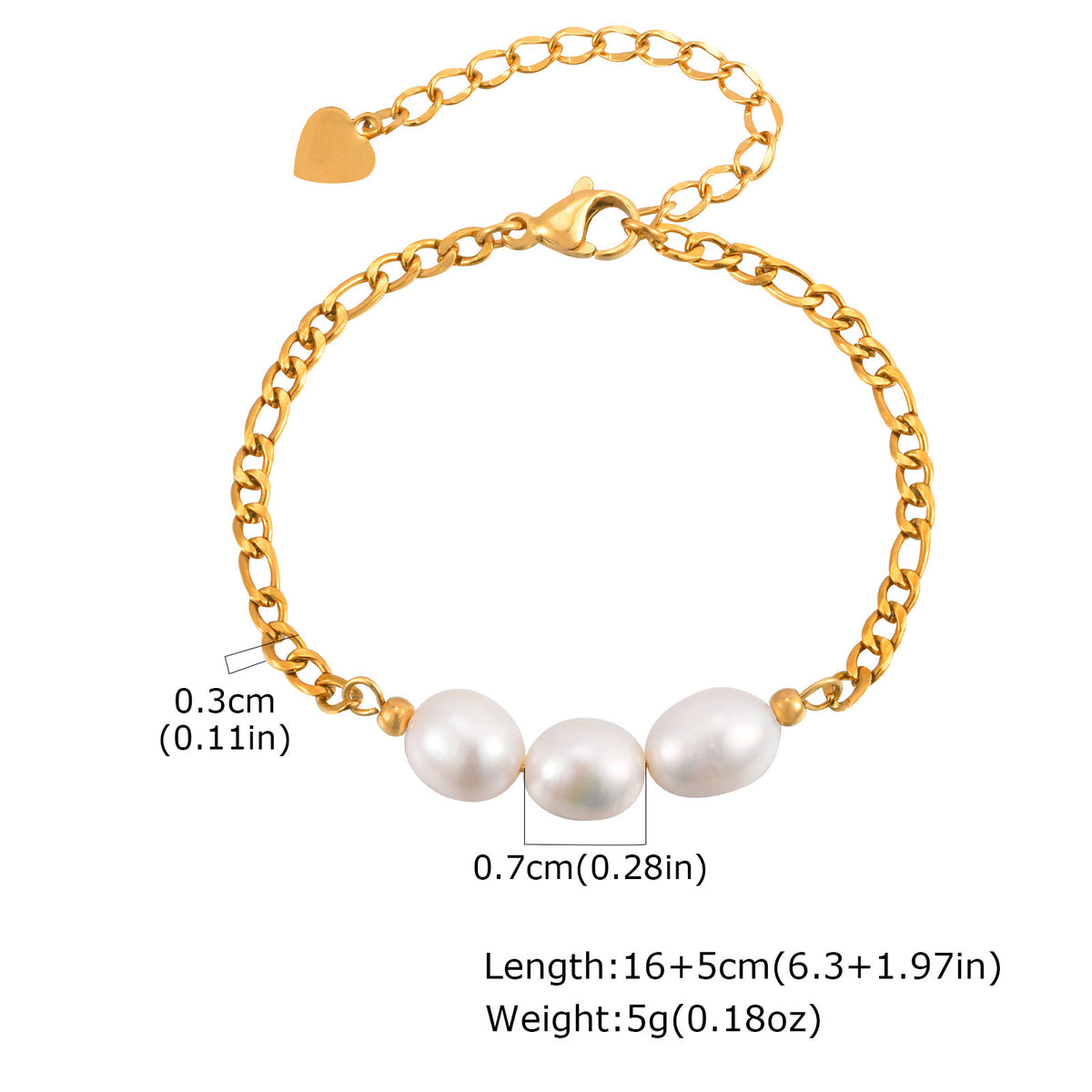 Stainless Steel Gold Imitation Baroque Pearl French Classic Bracelet