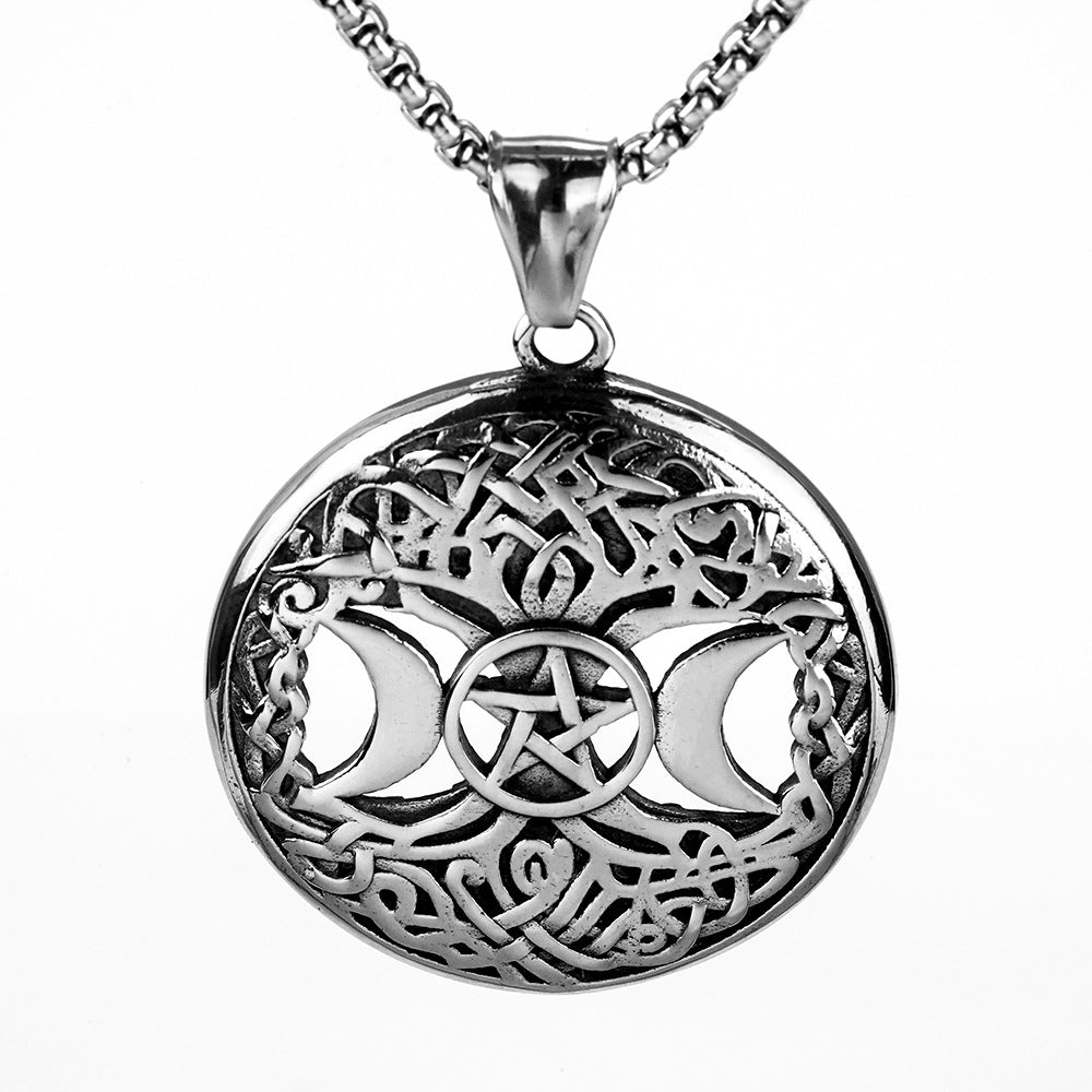 European And American Retro Stainless Steel Men's Pendant Personalized Viking Tree Of Life Necklace