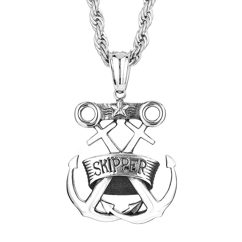 Pirate Anchor Skull Pendant for Men with Stainless Steel Chain