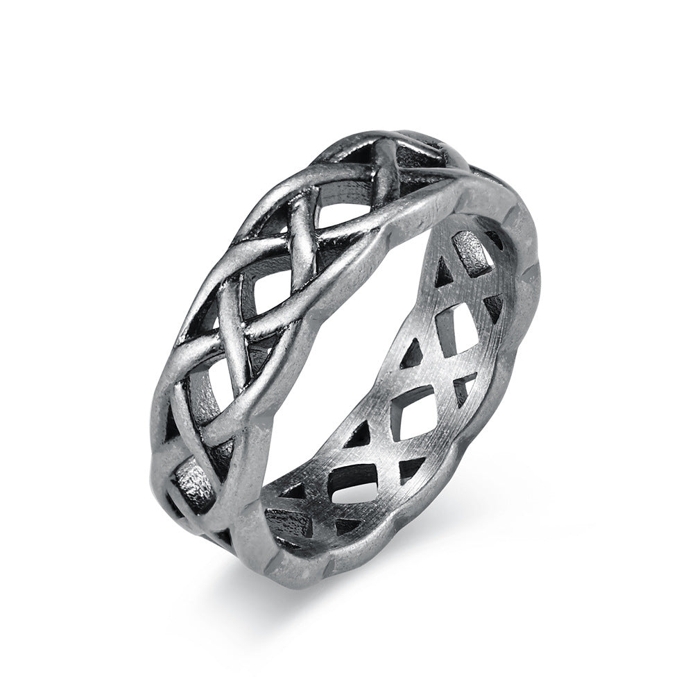 Nordic Viking Celtic Eternal Braided Knot Steel Ring for Men