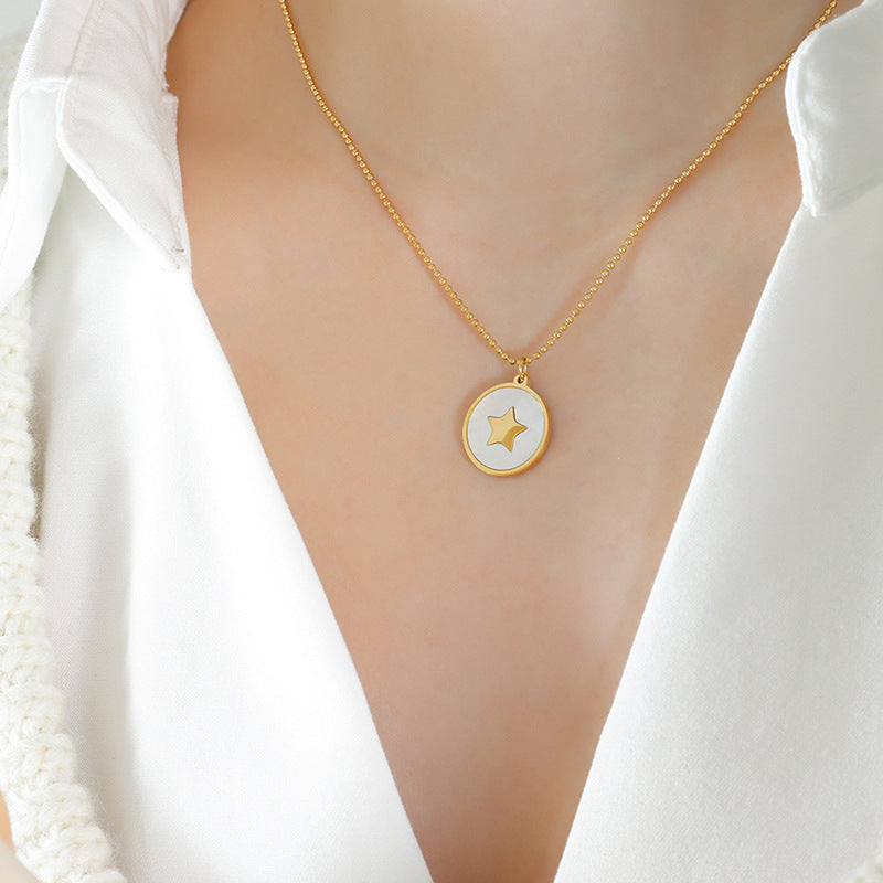 Enchanting Titanium Starfish and Butterfly Necklace with Sea Shell Pendant