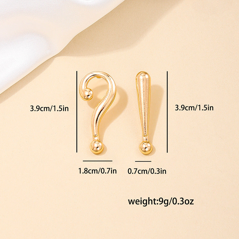 Creative Retro Exclamation Mark Stud Earrings for Women