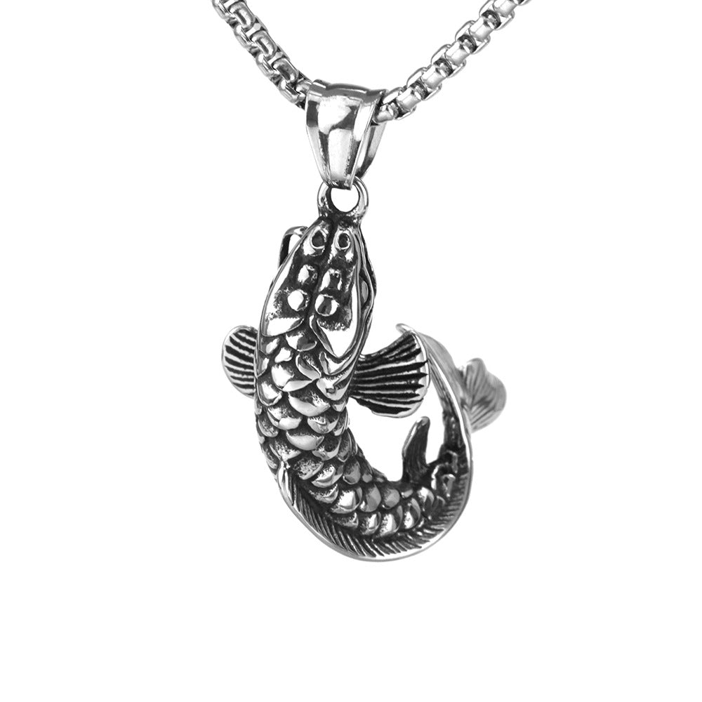 European And American Retro Men's Stainless Steel Carp Pendant
