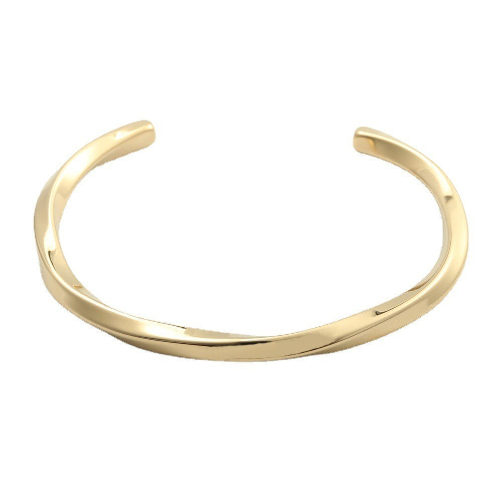 Elegant Titanium Steel C-Shaped Bracelet - Minimalist Women's Fashion with Adjustable Twist Design