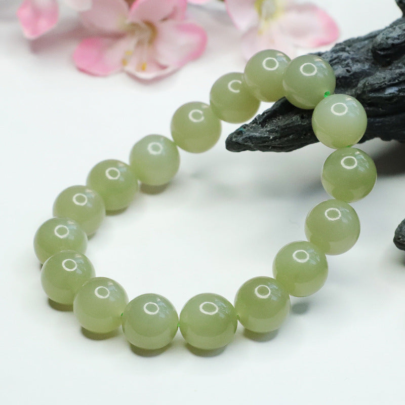 11 mm Lake Green Hetian Jade Bracelet