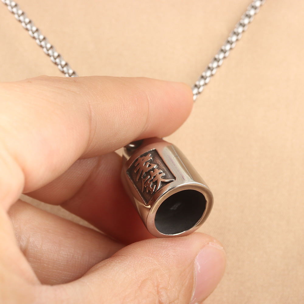 European And American Stainless Steel Scale Pendant Men's Trendy Retro Titanium Steel Lock Head Necklace