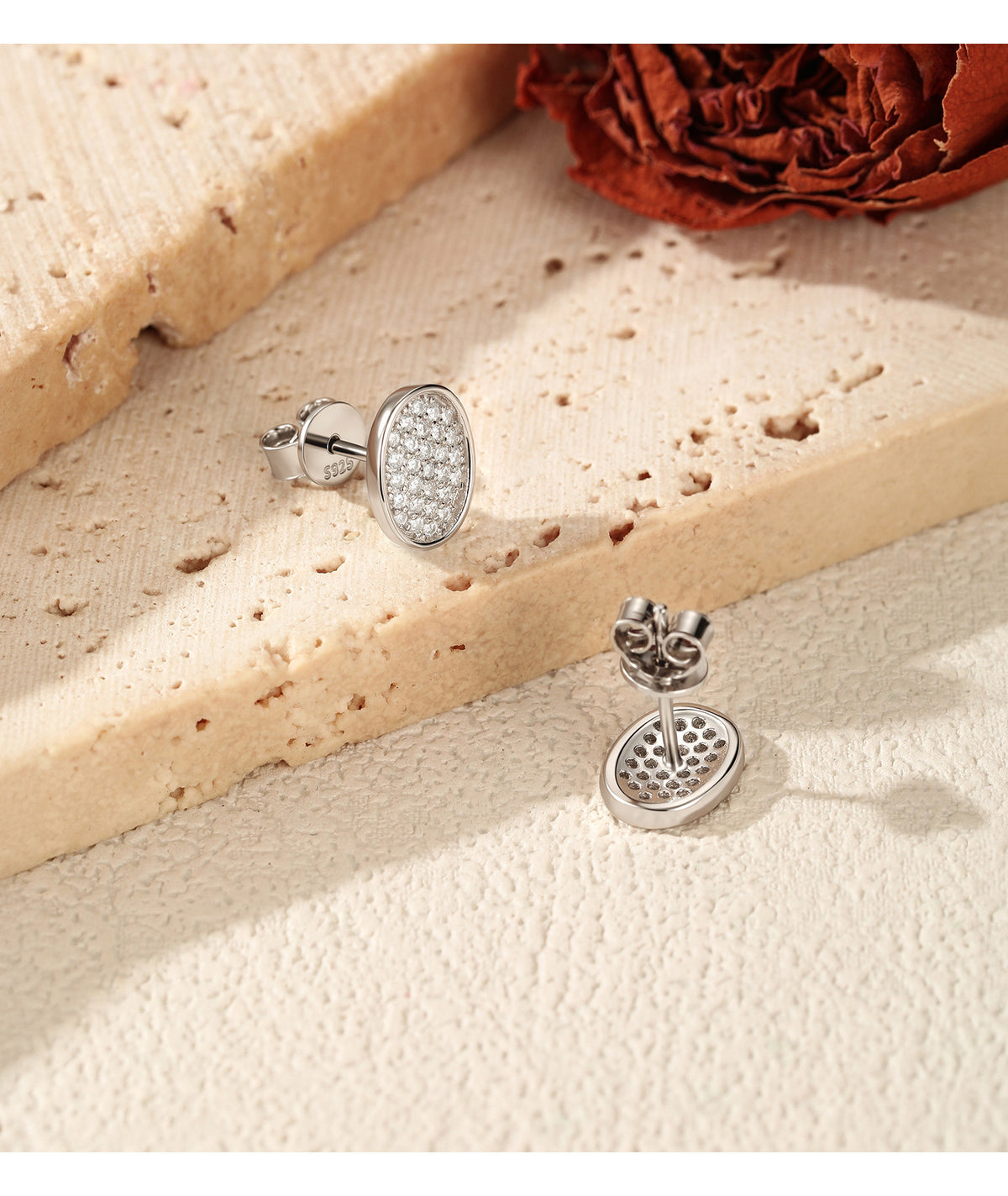 925 Sterling Silver Button Moissanite Earrings