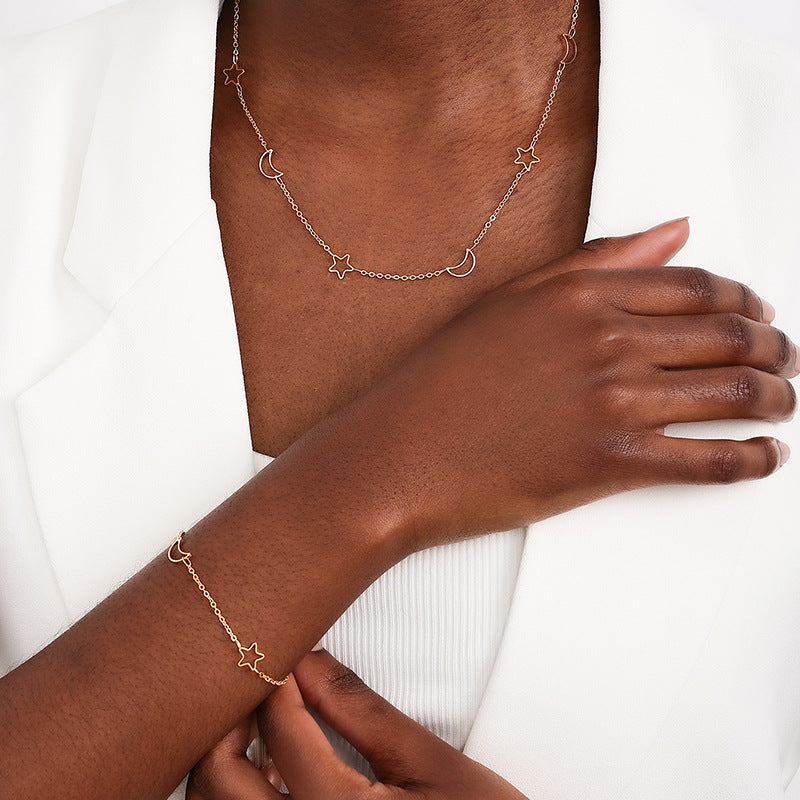 Starry Night Jewelry Set with Moon Lady Design