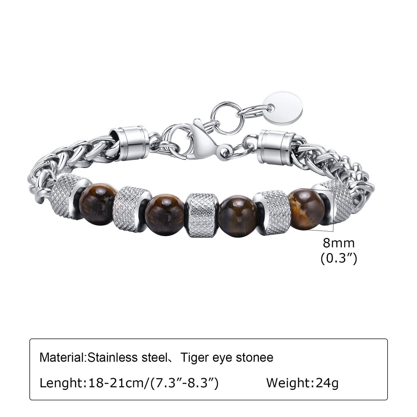 Stainless Steel Flower Basket Chain Beaded Bracelet Men