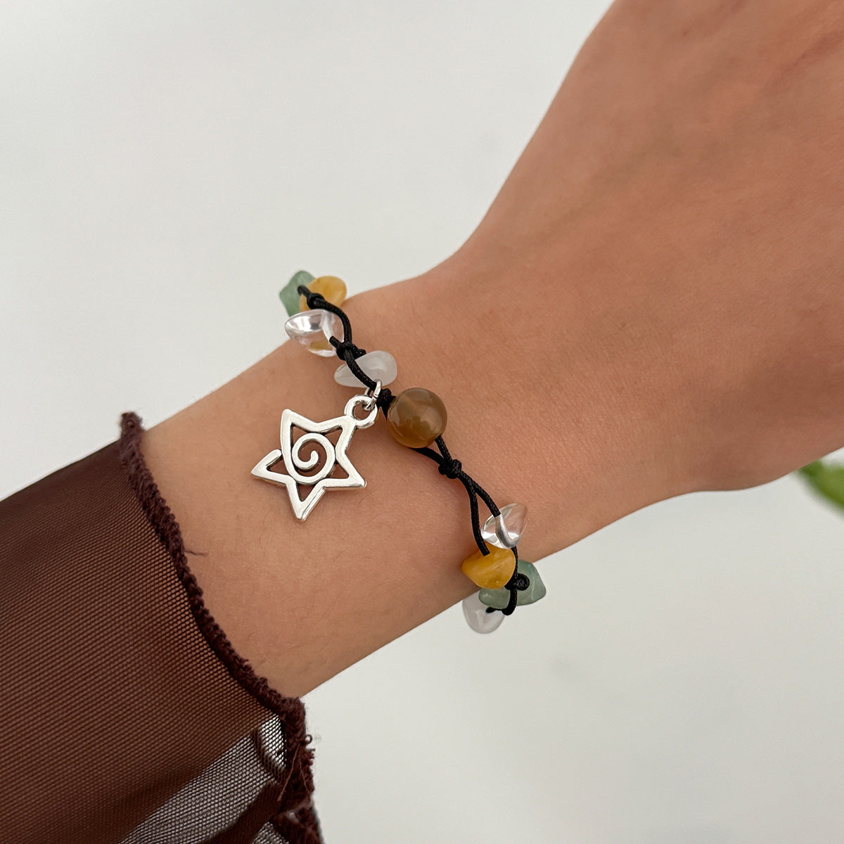 Planderful Vienna Verve Beaded Pendant Bracelet For Women Adjustable Pull Rope Statement Star Sun Charm