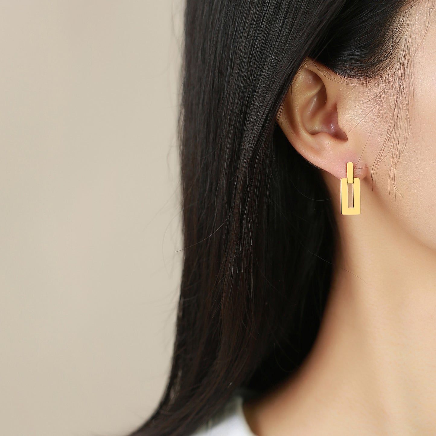 Stainless Steel Geometric Rectangle Earrings for Women Stylish