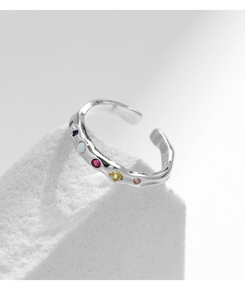 Everyday Genie 925 Sterling Silver Rainbow Gemstone Ring - Size 5-10