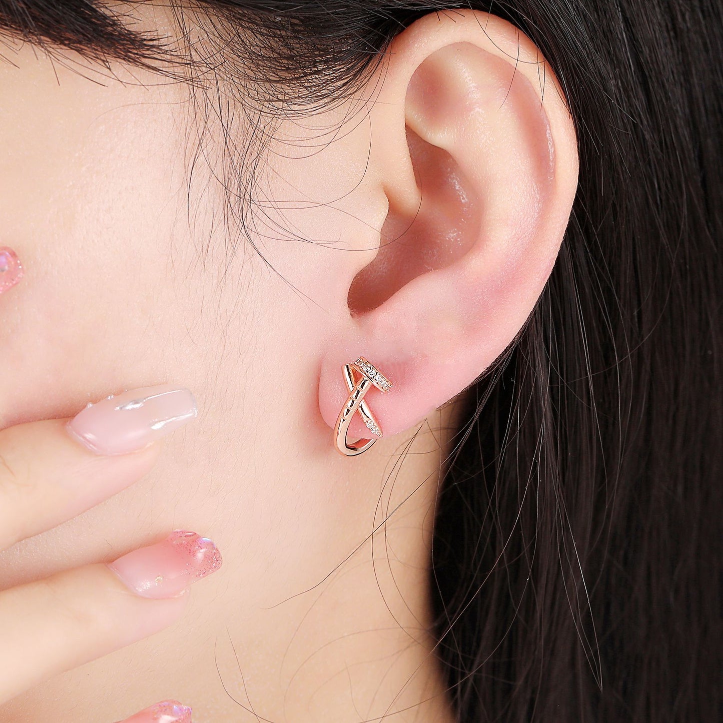 European And American Rose Gold S925 Silver Stud Earrings