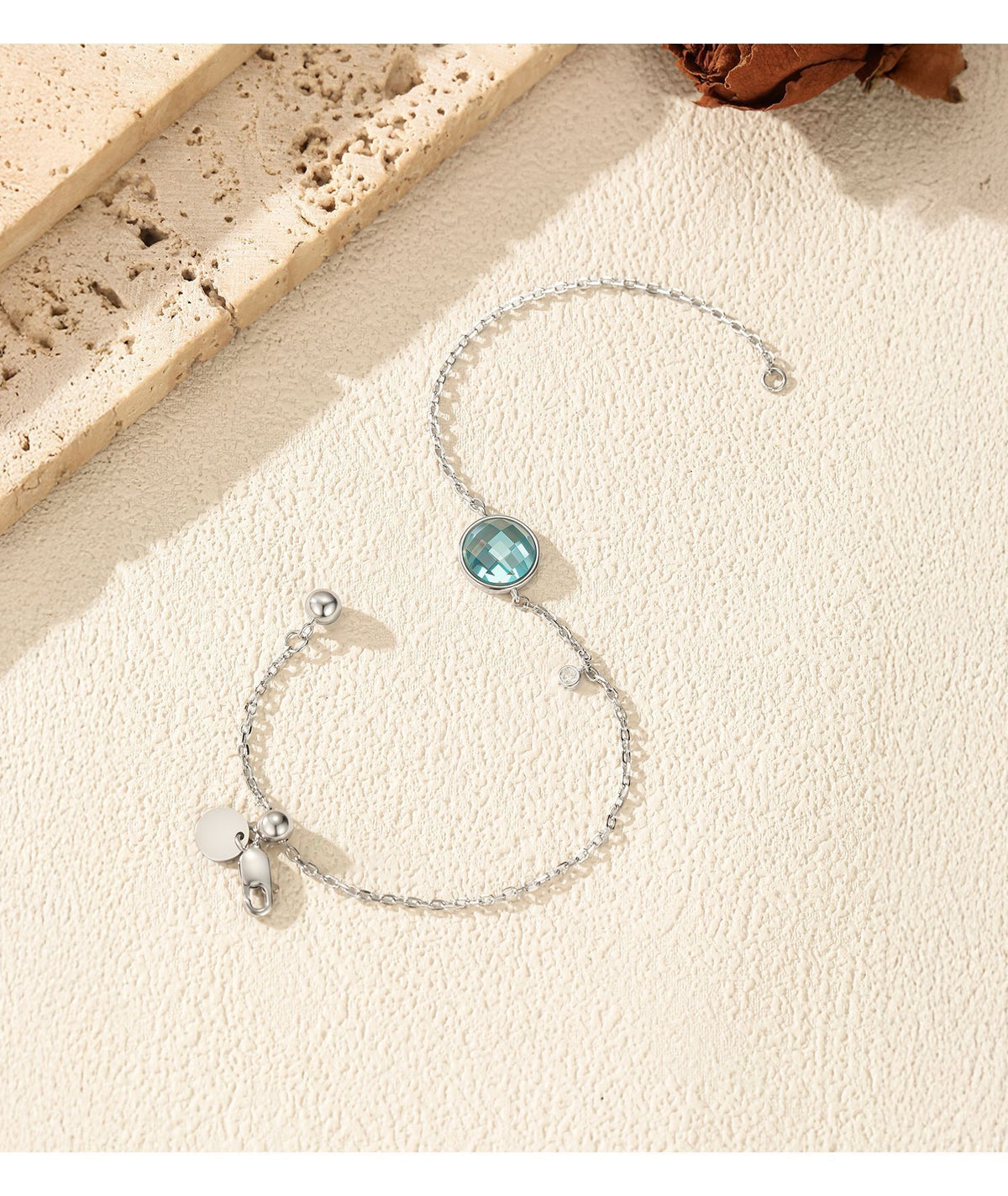925 Sterling Silver Sea Blue Zircon Bracelet