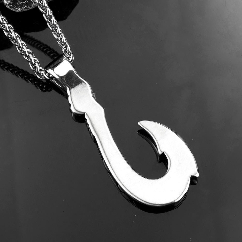 European And American Retro Men's Jewelry Fish Hook Necklace