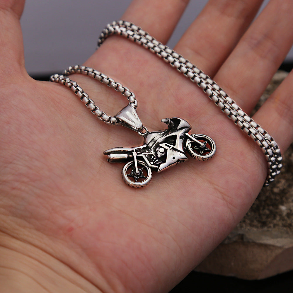 Stainless Steel Necklace Men's Personality Retro Motorcycle Pendant