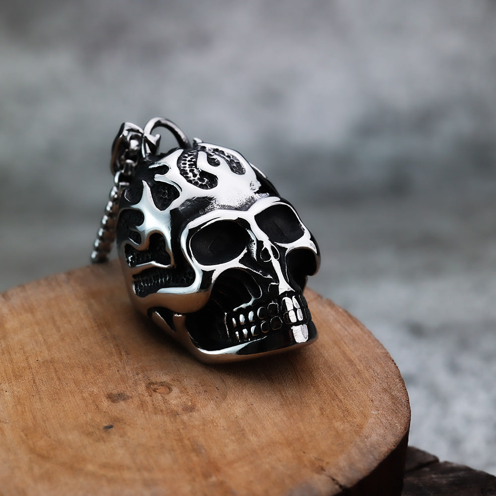 316 Stainless Steel Men's Jewelry Wholesale Flame Skull Pendant