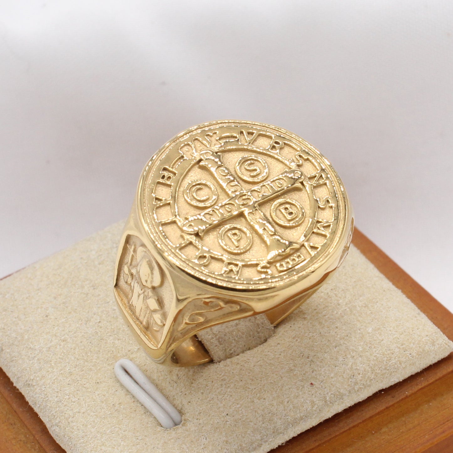 Planderful Jewelry Vintage Cross Motif Mens Stainless Steel Ring European Inspired Design