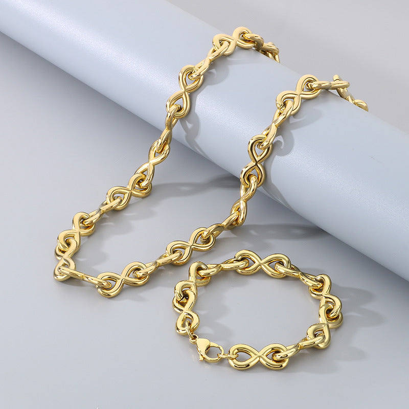 New Fashionable 8 Shape Bracelet And Infinity Necklace Set