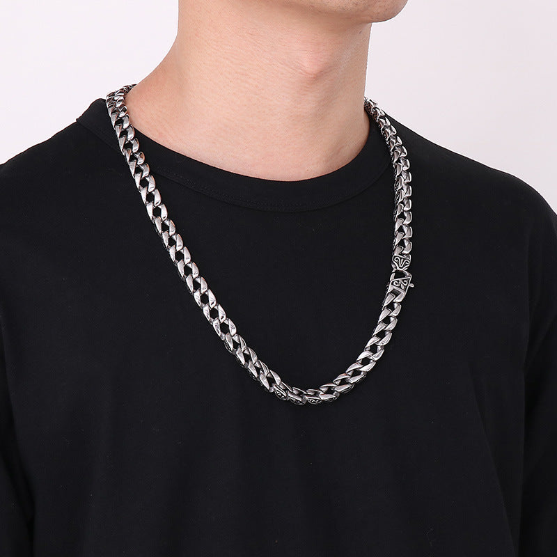 Korean Version Of Punk Style Necklace, Creative Pattern Edge Smearing Fine Titanium Steel