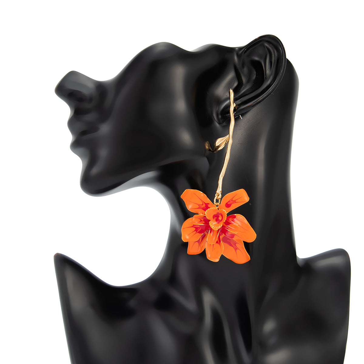 Planderful Vienna Verve Statement Flower Earrings Long Metal Stud Earrings For Fashion Forward Women