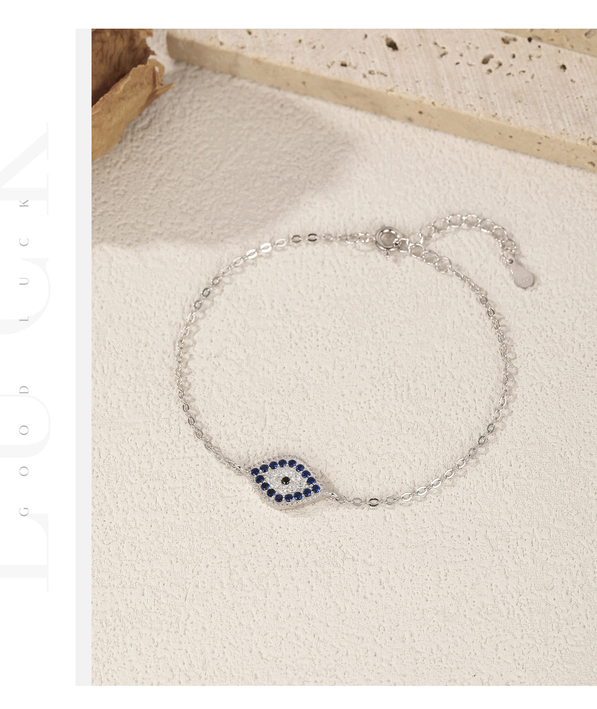 925 Sterling Silver Blue Eye Geometric Bracelet
