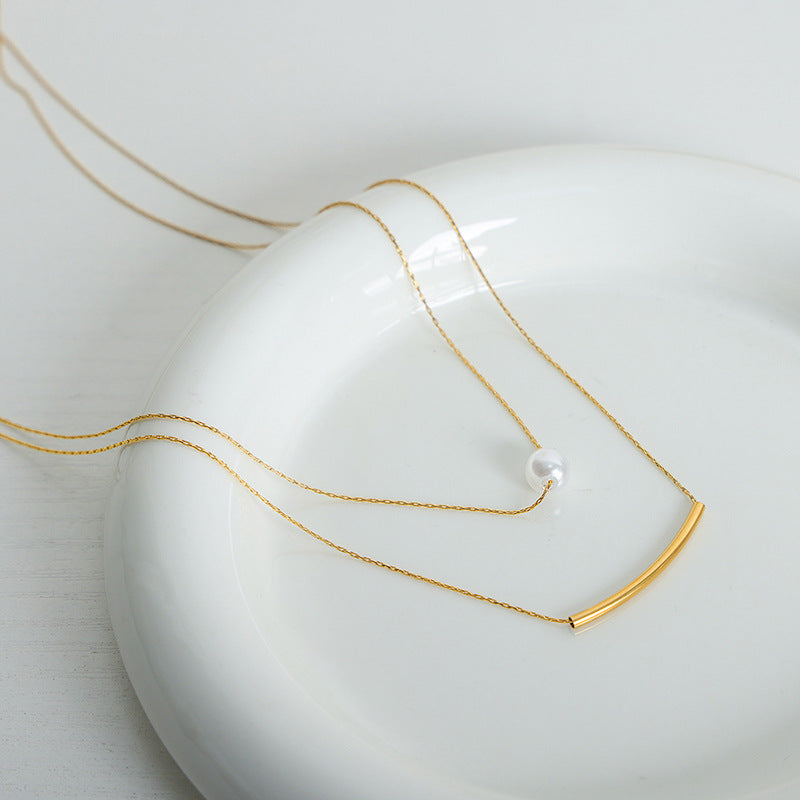 Golden Double-Layer Pendant Necklace for Stylish Women