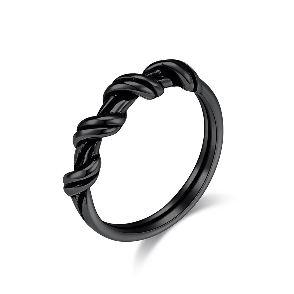 INS Neutral Cold Wind Wire Wrapped Stainless Steel Ring for Men and Women