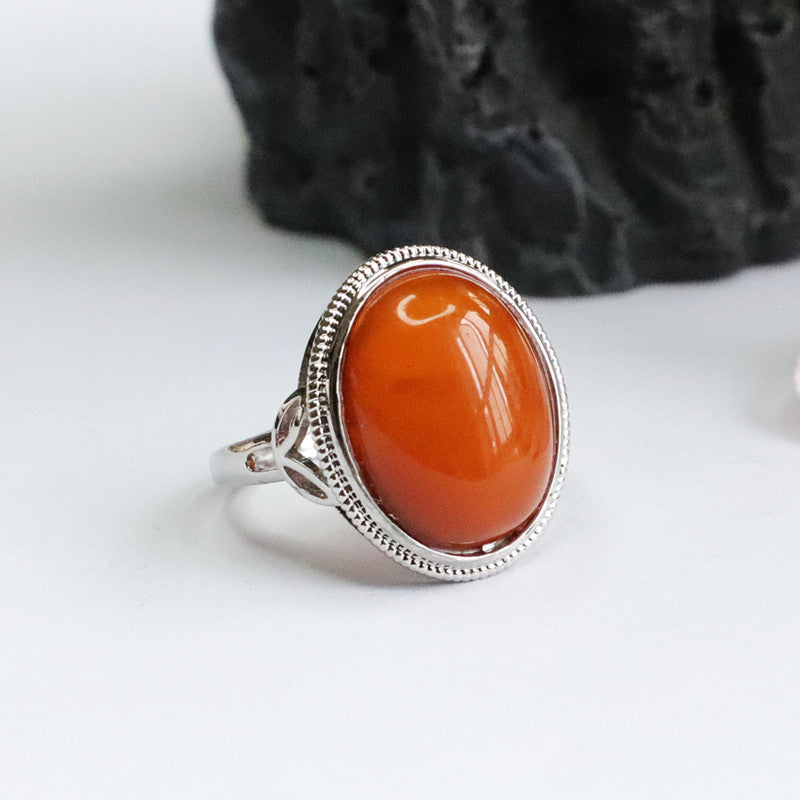Honey Wax and Amber Sterling Silver Ring from the Fortune's Favor Collection