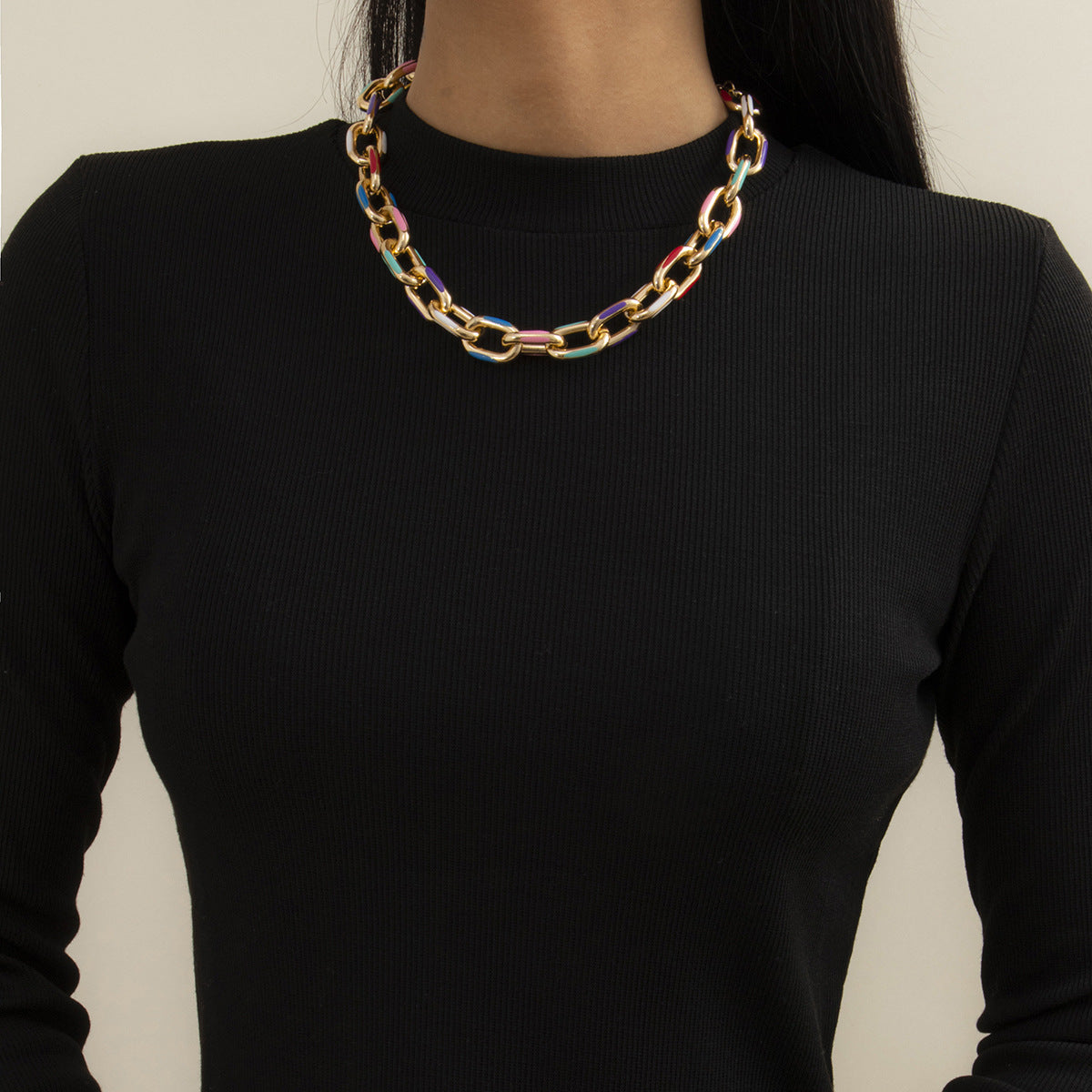 Planderful Vienna Verve Color Cross Chain Necklace For Women Creative Geometric Statement Jewelry