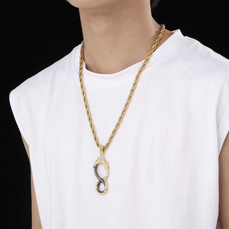 Titanium Steel Viking Dragon Pendant for Men - Retro and Bold Design