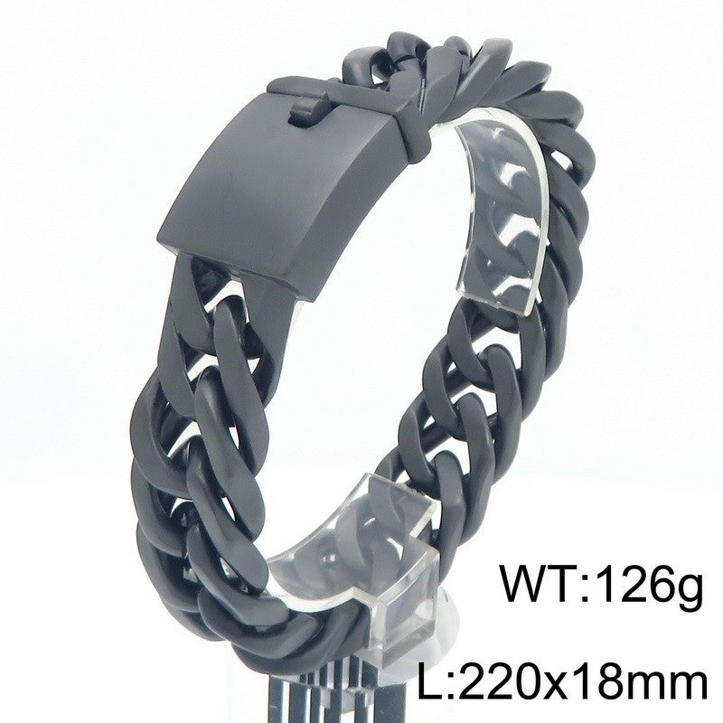 18mm Double-Woven Four-Sided Grinding Cuban Chain Polished Men's Bracelet