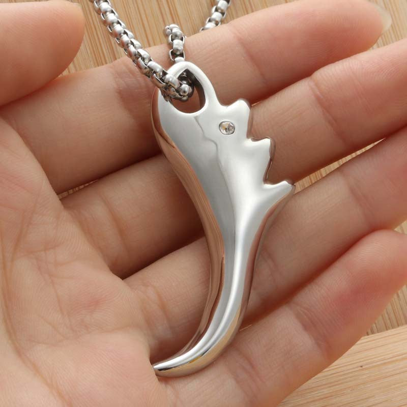 Titanium Steel Punk Fangs Pendant Necklace for Men - Retro Domineering Style by Planderful