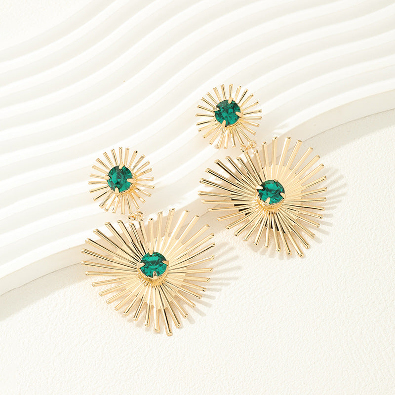 Bohemian Emerald Metal Earrings - Vienna Verve Collection