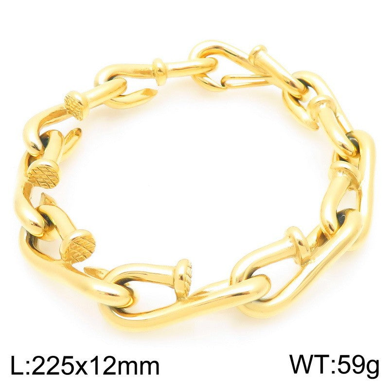 Planderful Everyday Genie Men Gold Plated Rivet Bracelet