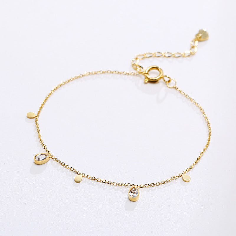 Stainless Steel Water Drop Zircon Bracelet Gold Female